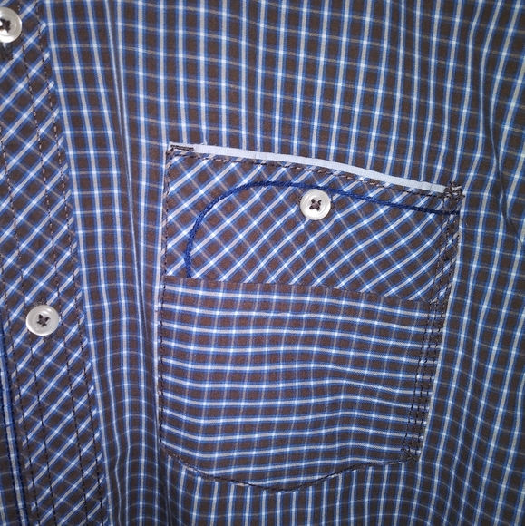 Mens Mavi XL Long Sleeve Brown and Blue Checkered Button Down Collared Shirt - Picture 7 of 8